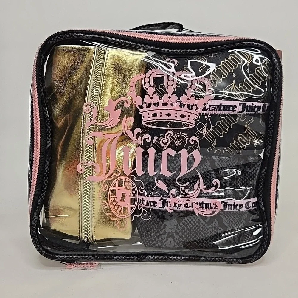 Juicy Couture Makeup Cosmetic Organizer Travel Case 4‎ Piece Set